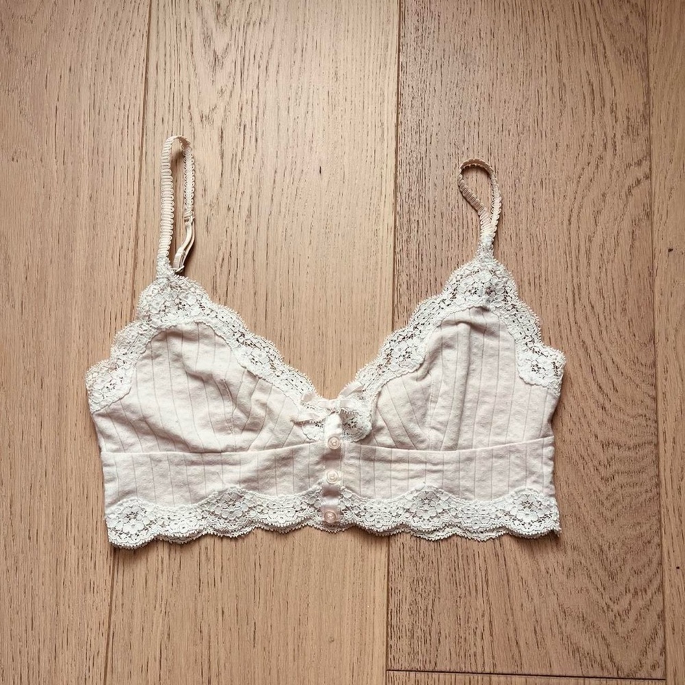 Elegant Lace Trimmed Cream Bralette